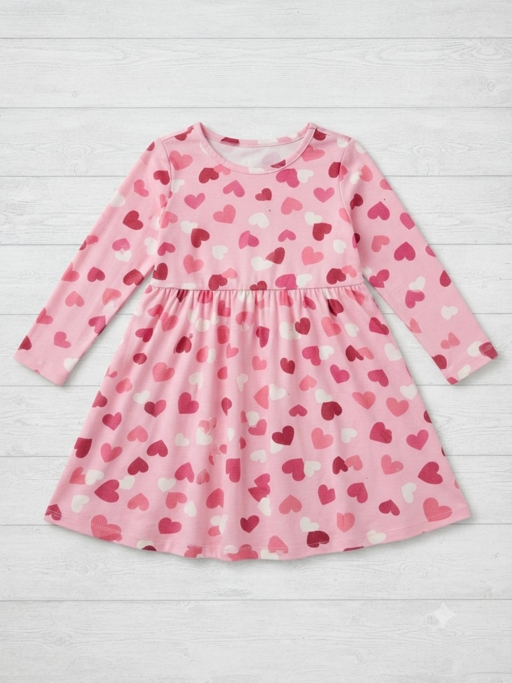 The Children's Place Pink Heart-Print Long Sleeve Dress
